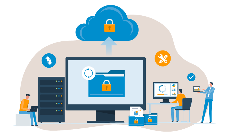 技術文書管理サービスLPサイトのイメージイラスト