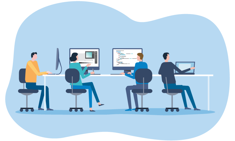 技術文書管理サービスLPサイトのイメージイラスト