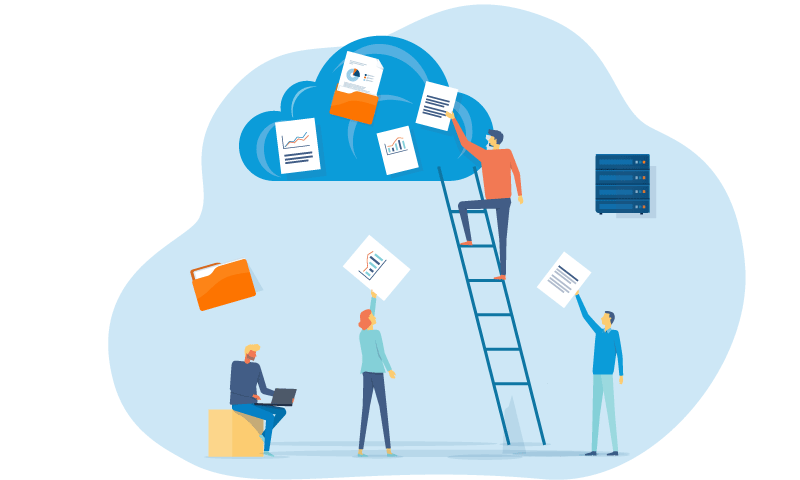 技術文書管理サービスLPサイトのイメージイラスト